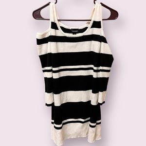 Torrid, Cold Shoulder 3/4 Sleeve Black and White Striped Sweater, Size 2X